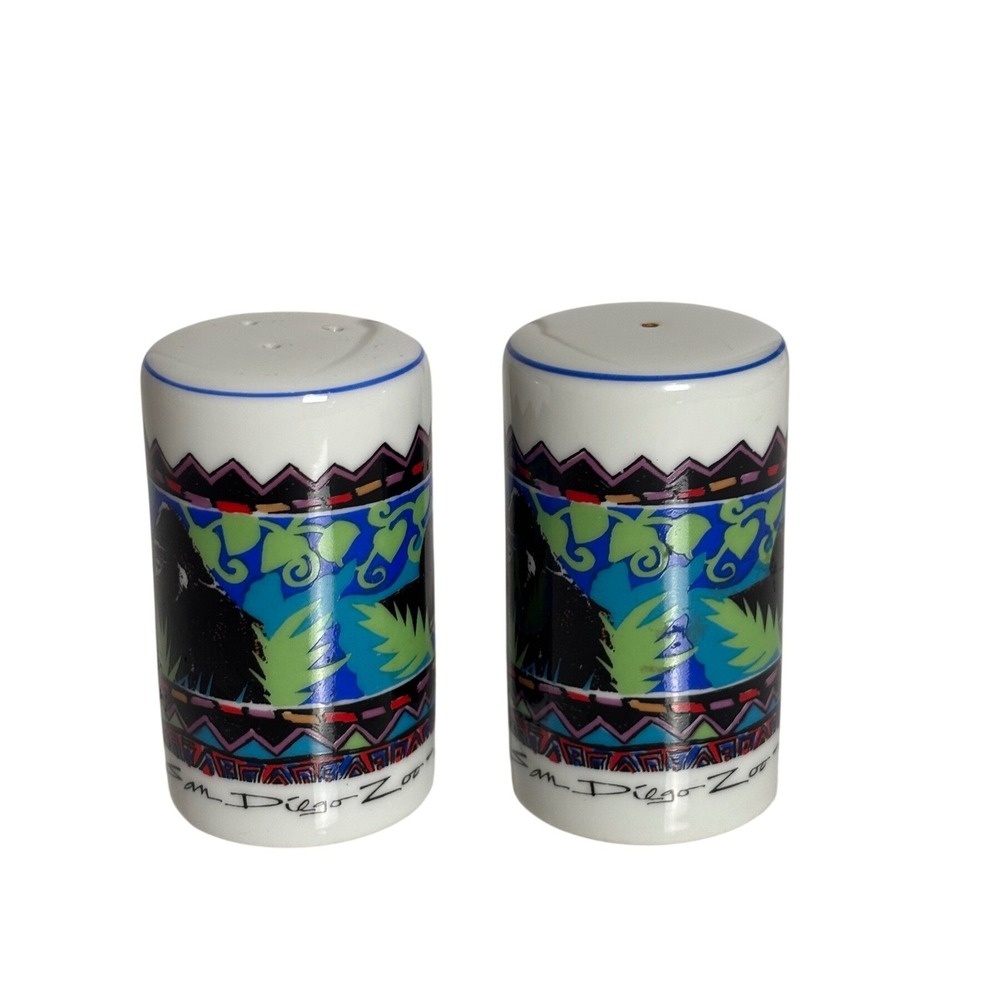 Vintage San Diego Zoo African Rain Forest Salt‎ Pepper Shakers Ceramic Festive